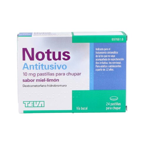 NOTUS ANTITUSIVO 10 mg 24 PASTILLAS PARA CHUPAR