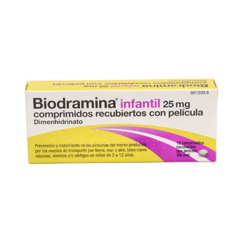 BIODRAMINA INFANTIL 25 mg 12 COMPRIMIDOS RECUBIE