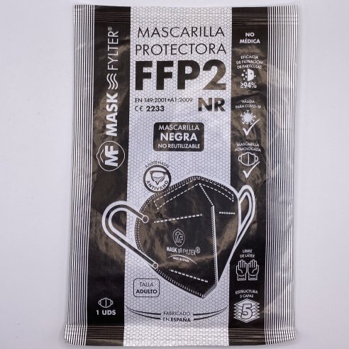 MASC FFP2 NEGRA MASKFYLTER 30U EUROSERV