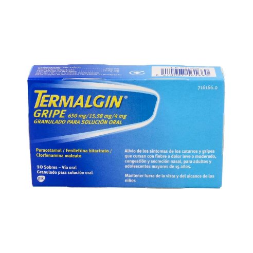 TERMALGIN GRIPE 650 mg/15,58 mg/4 mg 10 SOBRES G